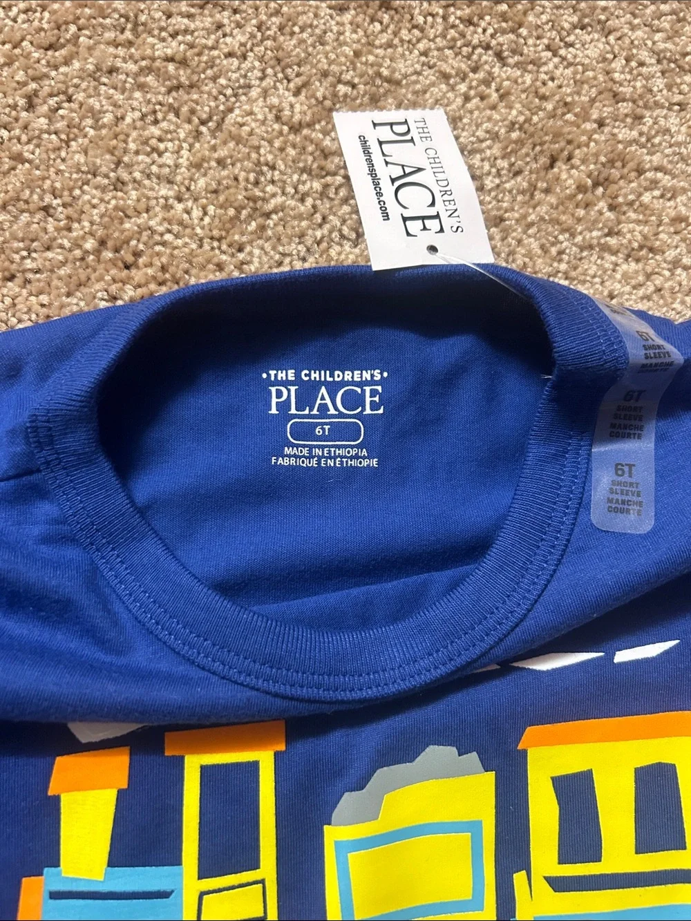 The Children's Place Navy Short-Sleeve Train Tee